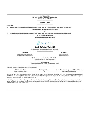 Thumbnail Blue Owl Capital 10-Q Quarterly Report FY2023 