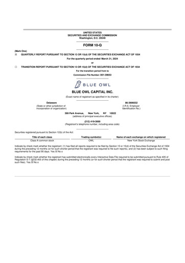 Thumbnail Blue Owl Capital 10-Q Quarterly Report FY2024 