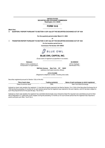 Thumbnail Blue Owl Capital 10-Q Quarterly Report FY 
