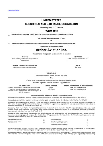 Thumbnail Archer Aviation 10-K Annual Report 2025