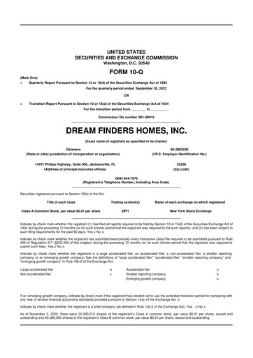 Thumbnail Dream Finders Homes 10-Q Quarterly Report FY2022 