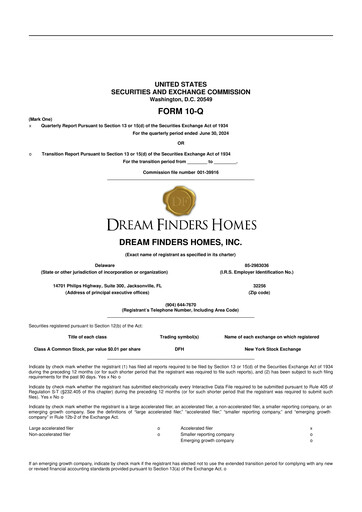 Thumbnail Dream Finders Homes 10-Q Quarterly Report FY2024 