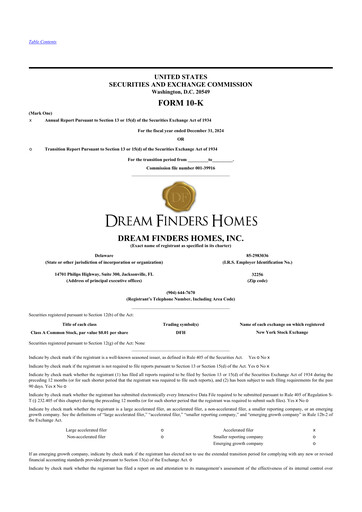 Thumbnail Dream Finders Homes 10-K Annual Report 2024