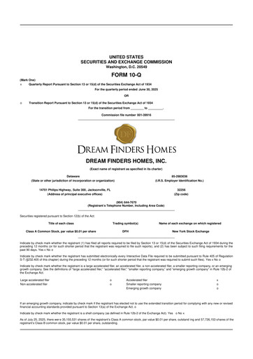 Thumbnail Dream Finders Homes 10-Q Quarterly Report FY2025 