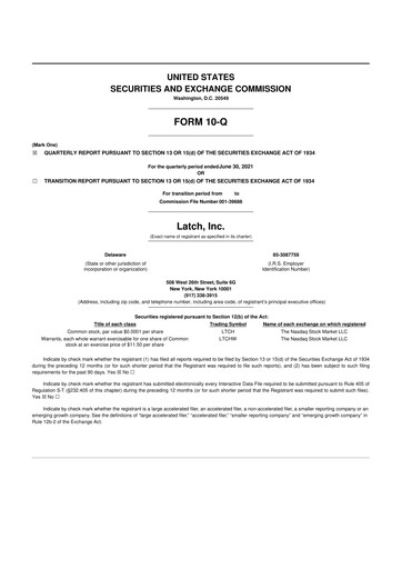 Thumbnail Latch 10-Q Quarterly Report FY 