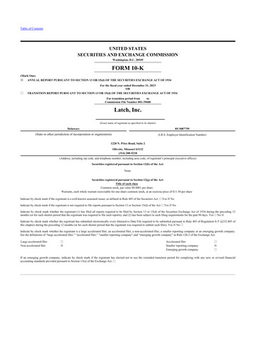 Thumbnail Latch 10-K Annual Report 2023