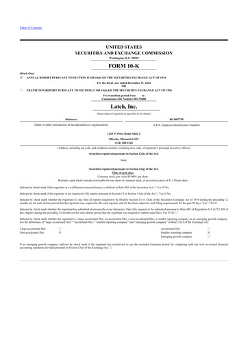 Thumbnail Latch 10-K Annual Report 2024