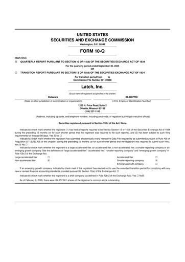 Thumbnail Latch 10-Q Quarterly Report FY 