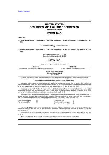 Thumbnail Latch 10-Q Quarterly Report FY2026 