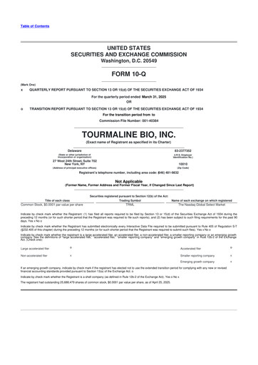 Miniature Tourmaline Bio 10-Q Rapport trimestriel 2025 