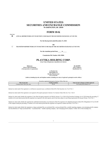 Thumbnail Playtika 10-K Annual Report 2022