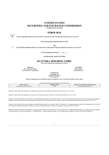 Thumbnail Playtika 10-K Annual Report 2023