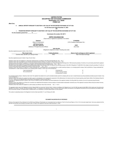 Miniature 	Hippo Holdings 10-K Rapport annuel 