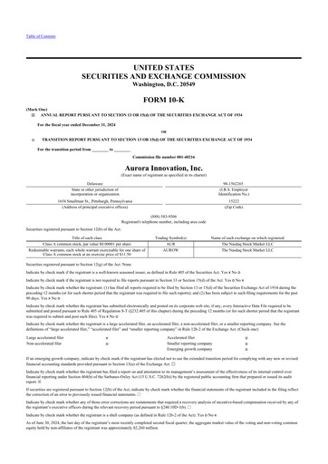 Thumbnail Aurora Innovation 10-K Annual Report 2024