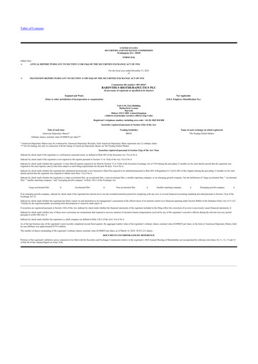 Thumbnail Barinthus Biotherapeutics 10-K Annual Report 2023