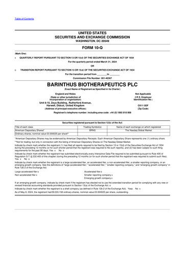 Vorschaubild Barinthus Biotherapeutics 10-Q Quartalsbericht 2024 