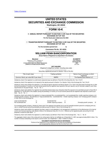 Thumbnail William Penn Bancorporation 10-K Annual Report 2022