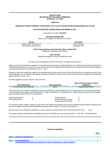 Thumbnail Celsius Holdings
 10-Q Quarterly Report FY2021 