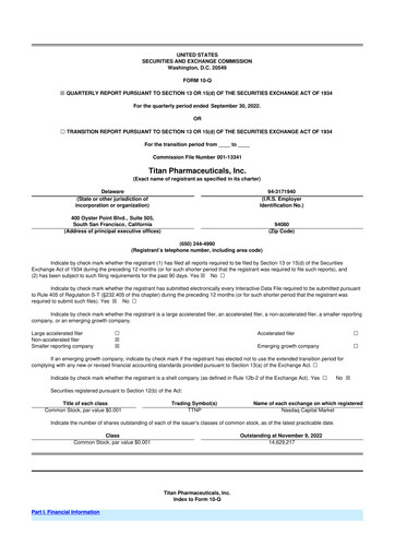 Thumbnail Titan Pharmaceuticals
 10-Q Quarterly Report FY2022 