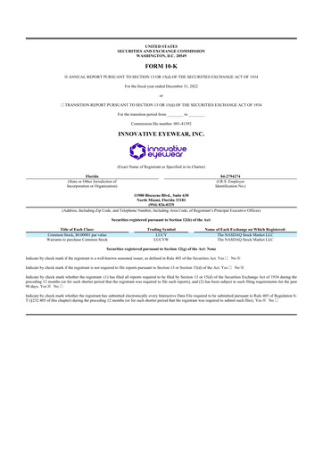 Thumbnail Innovative Eyewear 10-K Annual Report 2022