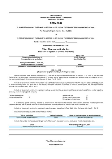 Thumbnail Titan Pharmaceuticals
 10-Q Quarterly Report FY2024 