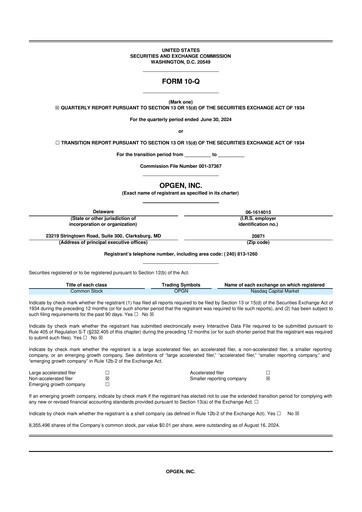 Thumbnail OpGen
 10-Q Quarterly Report FY 