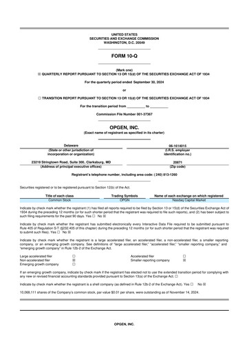 Thumbnail OpGen
 10-Q Quarterly Report FY 