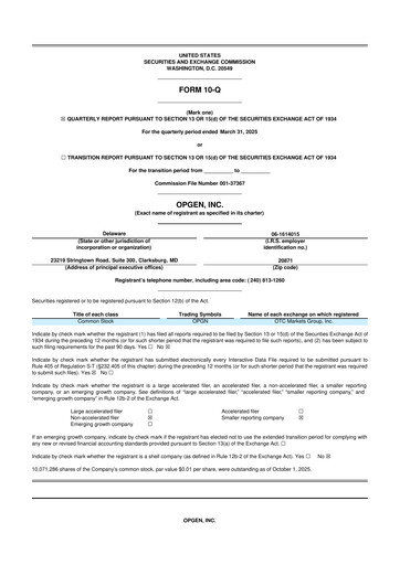 Thumbnail OpGen
 10-Q Quarterly Report FY 