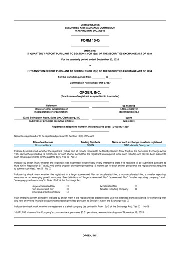 Thumbnail OpGen
 10-Q Quarterly Report FY 