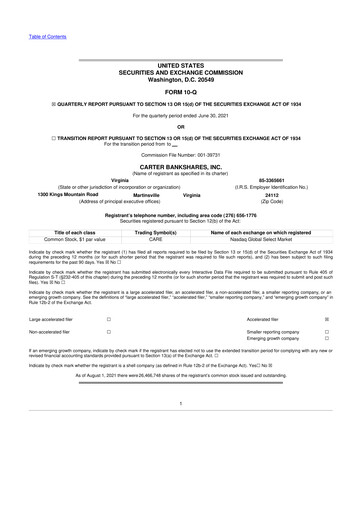 Thumbnail Carter Bankshares 10-Q Quarterly Report FY2021 