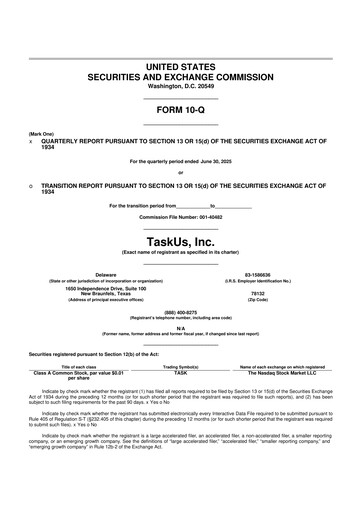 Thumbnail TaskUs 10-Q Quarterly Report FY2025 