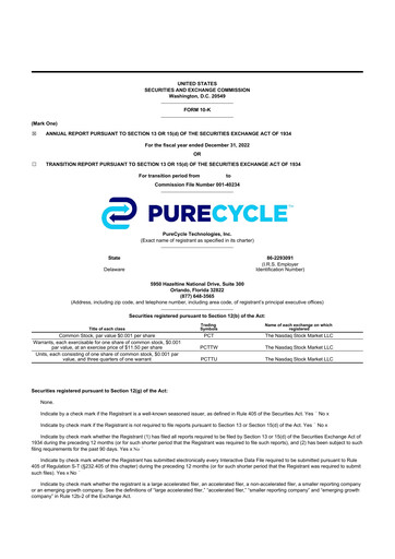 Thumbnail PureCycle Technologies 10-K Annual Report 2022