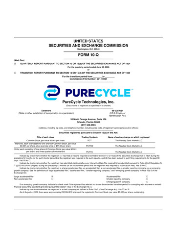 Thumbnail PureCycle Technologies 10-Q Quarterly Report FY2026 
