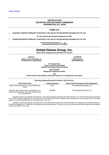 Vorschaubild United Homes Group 10-Q Quartalsbericht 2025 