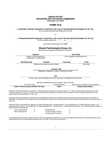 Thumbnail Shoals Technologies 10-Q Quarterly Report FY2024 