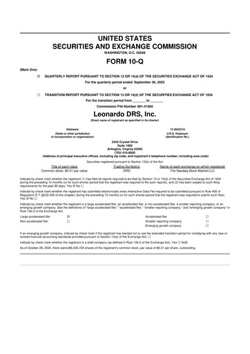 Thumbnail Leonardo DRS 10-Q Quarterly Report FY2025 