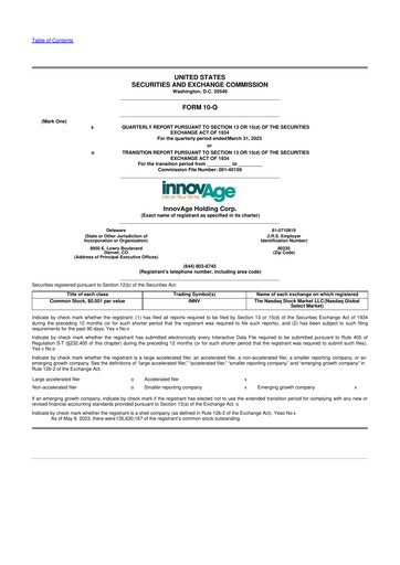 Thumbnail InnovAge 10-Q Quarterly Report FY2023 