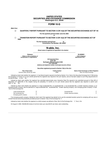 Miniature N-Able 10-Q Rapport trimestriel 2026 