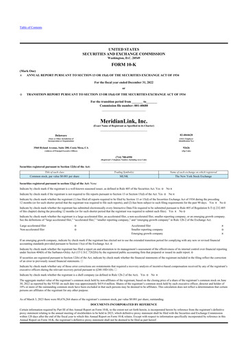 Thumbnail MeridianLink 10-K Annual Report 2022