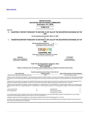 Thumbnail Coupang 10-Q Quarterly Report FY2022 