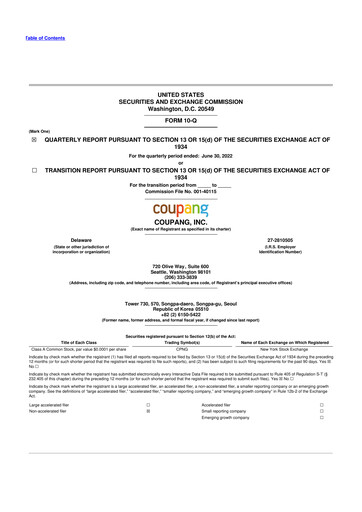 Thumbnail Coupang 10-Q Quarterly Report FY2022 