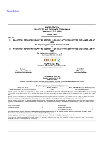 Thumbnail Coupang 10-Q Quarterly Report FY2022 
