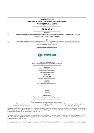 Thumbnail Hayward Holdings, Inc. 10-Q Quarterly Report FY2024 