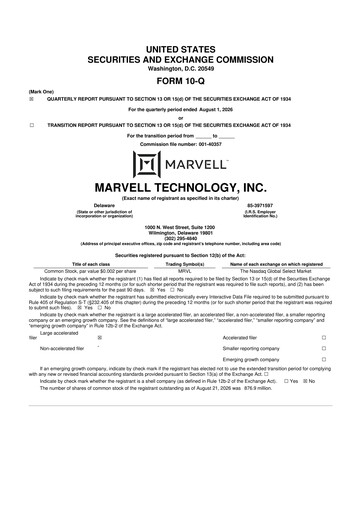 Thumbnail Marvell Technology 10-Q Quarterly Report FY2027 