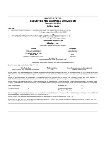 Miniature Klaviyo 10-Q Rapport trimestriel 2024 