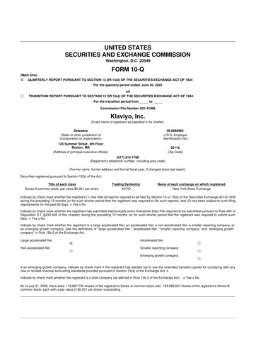 Miniature Klaviyo 10-Q Rapport trimestriel 2025 