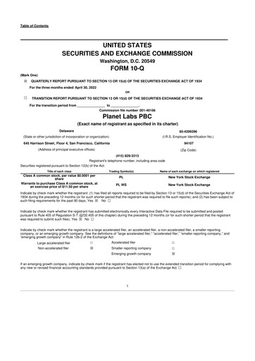 Thumbnail Planet Labs 10-Q Quarterly Report FY2023 