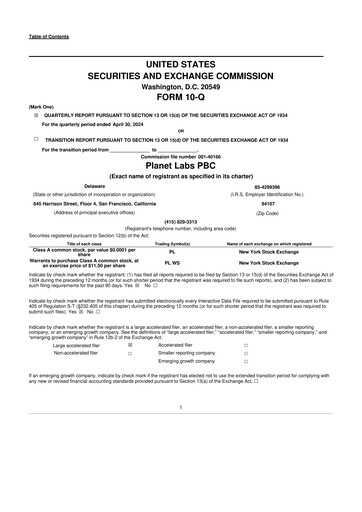 Thumbnail Planet Labs 10-Q Quarterly Report FY2025 