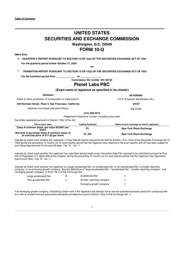 Thumbnail Planet Labs 10-Q Quarterly Report FY2025 