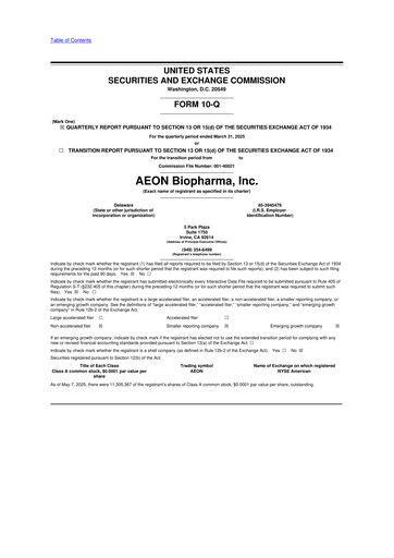 Thumbnail AEON Biopharma 10-Q Quarterly Report FY2025 